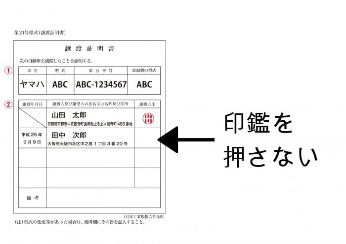 譲渡証注意点