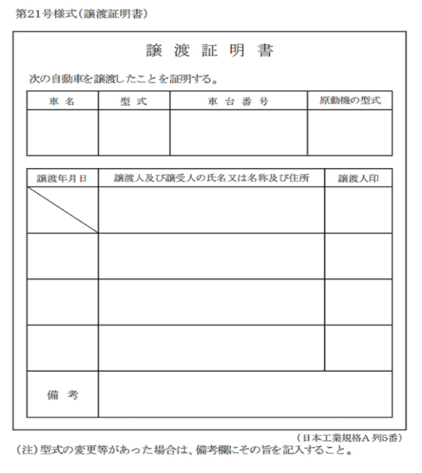 個人売買時の名義変更で必要な譲渡証の記入の注意点